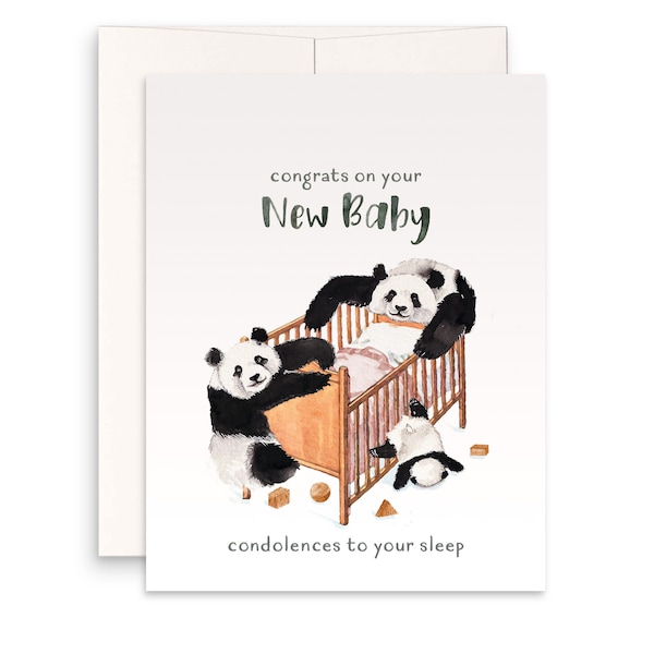 Panda New Parents Congratulations Baby Card - New Baby Card Funny - Baby Shower Gift For New Dad New Mom