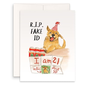 Carte drôle de 21e anniversaire pour le meilleur ami - RIP Fake ID Cadeaux d'anniversaire de bière d'alcool pour frère - Cartes de vingt et unième anniversaire drôles