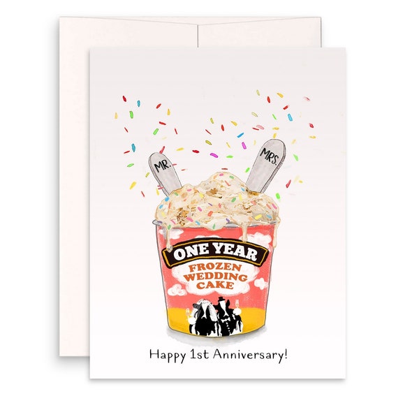 1st Wedding Anniversary Card For Him - Frozen Wedding Cake Tradition - Funny Anniversary Gifts For Husband