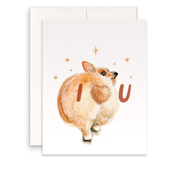 Corgi Valentines Day Card For Him - I Love You Card For Girlfriend - Cute Dog Lover Anniversary Card For Husband