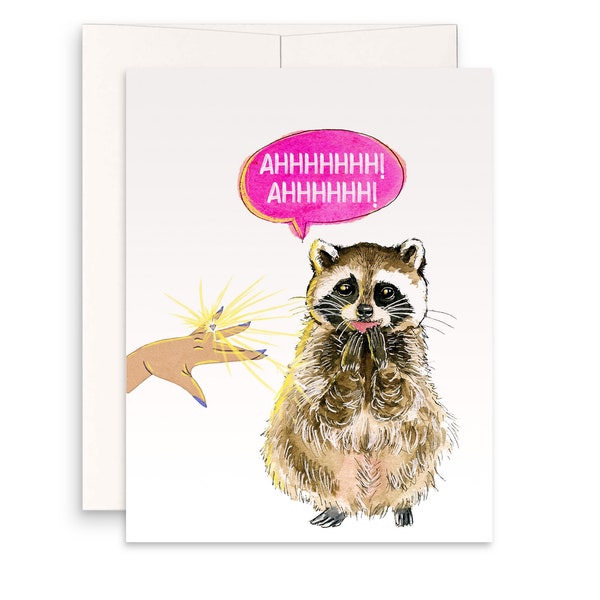 Raccoon Congrats Engagement Card Funny - Best Friend Bridal Shower Card - Shiny Ring Proposal Gifts