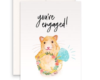 Hamster Funny Engagement Card - You Are Engaged Diamond Ring