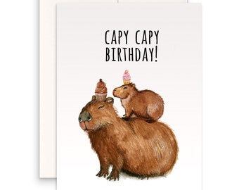 Capybara Birthday Card For Friends - Capy Birthday Puns - Mom And Baby Birthday Cards Funny