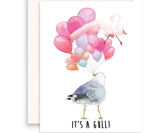 Funny Baby Shower Cards For New Mom - It's A Gull Baby Girl Card