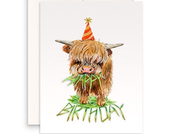 Highland Cow Vegan Birthday Card Funny - Favorite Herbivore Vegetarian Birthday Cards For Best Friend