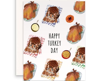 Cat Thanksgiving Cards Funny - Tabby Cats Lovers Thanksgiving Holiday Greeting Card Set For Best Friend