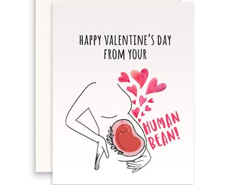 Carte de Saint-Valentin pour nouveau papa - Cadeau de Saint-Valentin pour femme - Cartes pour bébé Lil Human Bean