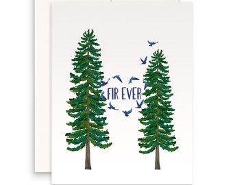 Wood Anniversary Card - Fir Tree Forever Love