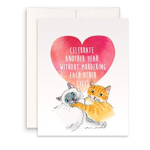 Lustige Jubiläumskarte für Freund - Murder Cats Couple - Boyfriend Jubiläumskarte