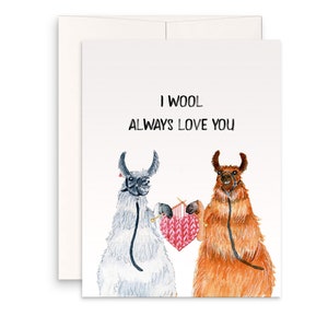 Llamas 7th Wool Anniversary Card For Husband - I Wool Always Love You - Funny Anniversary Cards For Him