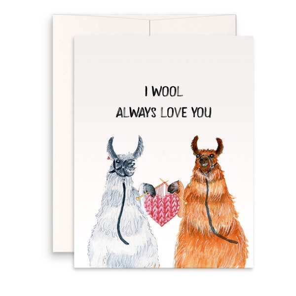 Carte d'anniversaire de lamas 7th Wool pour mari - I Wool Always Love You - Cartes d'anniversaire drôles pour lui