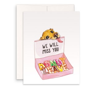 Carte d'adieu amusante donut pour collègue - Tu me manqueras carte du chien - Cadeaux de retraite amusants