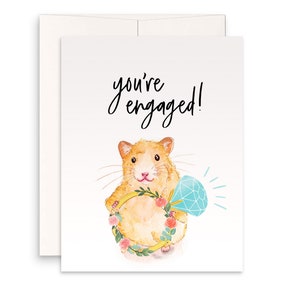 Carte de fiançailles drôle de hamster - Bague en diamant vous êtes fiancé