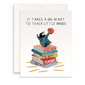 Danksagungskarten für Kinder - Sie sind der beste Lehrer aller Zeiten, Apfelgeschenk - Baby Pinguin Grußkarten - Liyana Studio