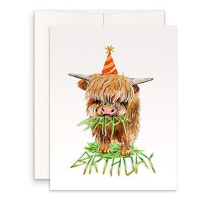 Highland Cow Vegan Birthday Card Funny - Favorite Herbivore Vegetarian Birthday Cards For Best Friend