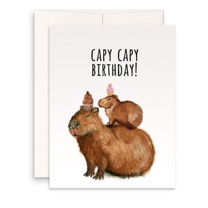 Capybara Birthday Card For Friends - Capy Birthday Puns - Mom And Baby Birthday Cards Funny