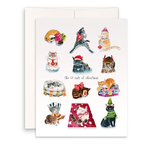 Cartes de Noël drôles de chats - 12 jours de Noël pour les amoureux des chats