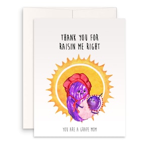 Raisin Puns First Mothers Day Card Funny - Thank You For Raisin Me Right - You Are A Grape Mom - Happy Mothers Day Gift From Daughter