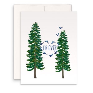 Carte d'anniversaire en bois - Sapin Forever Love
