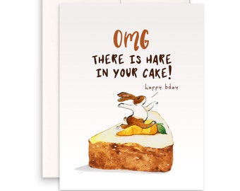 Bunny Carrot Cake Verjaardagskaart Grappig - OMG Haas In Uw Taart - Kid Verjaardagscadeaus