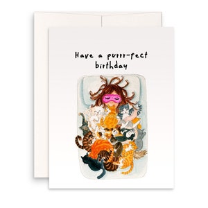 Carte d'anniversaire chat amusante - Crazy Cat Lady ronronne - Cadeaux d'anniversaire parfaits