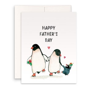Penguin Family Happy Fathers Day Card Grappig - 1e Vaderdagkaart van vrouw tot man - Baby Mom Dad Card voor nieuwe ouders van Kid