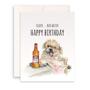 Budweiser Beer Birthday Card Funny - Older But Wiser