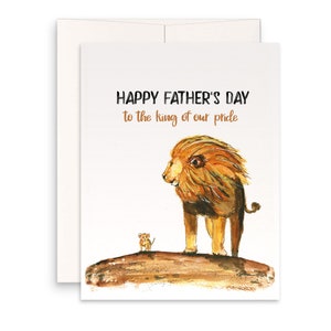 Carte de fête des pères papa et bébé lionceau de l'enfant - au roi de notre fierté - cadeau personnalisé de la fête des pères de la femme