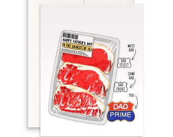 Prime Steak Fathers Day Card Funny - Barbecue Meat Lover Grill Dad Card From Daughter