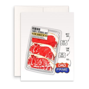 Prime Steak Fathers Day Card Funny - Barbecue Meat Lover Grill Dad Card From Daughter