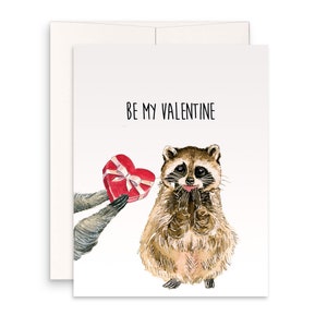 Raccoon Funny Valentines Card For Boyfriend - Be My Valentines Chocolate Candy Gift For Her - Funny Valentines Day Card For Him