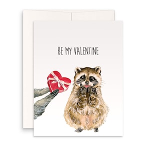 Waschbär Lustige Valentinstagskarte für Freund - Be My Valentines Pralinengeschenk für sie - Lustige Valentinstagskarte für Ihn