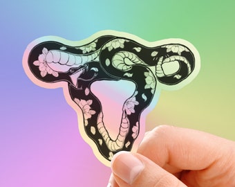 Dont Tread On Me Uterus Sticker - Holographic Uterus Sticker - Snake Decal - Feminist Female Empowerment Art