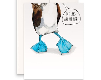 Blue footed Boobie Bird Card - Funny Birthday Card For Friends