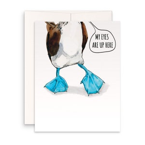 Carte d’oiseau Boobie aux pieds bleus - Carte d’anniversaire drôle pour les amis