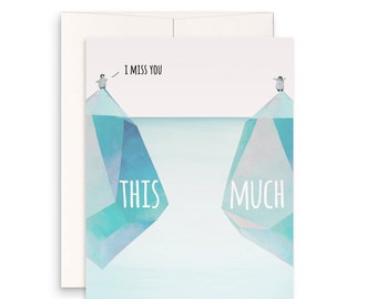 Penguins Miss You Card For Best Friends - Long Distance Relationship Gifts For Boyfriend - Penguin Love Card