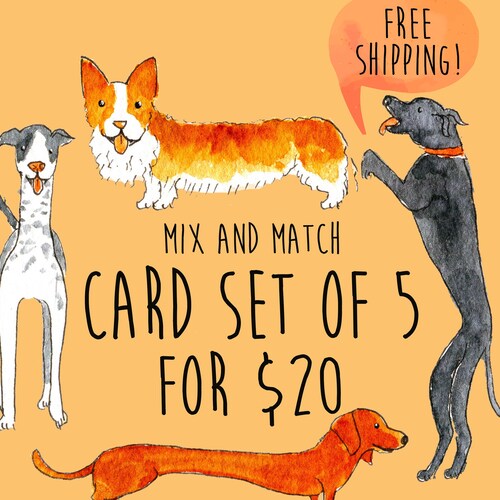 Choose Any 5 Cards Free Shipping Mix and Match Greeting Card Etsy