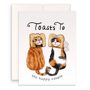 Katzen Toast Lustige Hochzeitskarte - Hochzeit Toast zum glücklichen Paar - Verlobungskarte für Brautpartygeschenke - Liyana Studio handgemachte Grüße