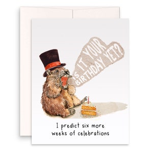 Cartes d’anniversaire de la marmotte drôles - Cadeau du jour de la marmotte pour un ami - Liyana Studio Carte de vœux faite à la main