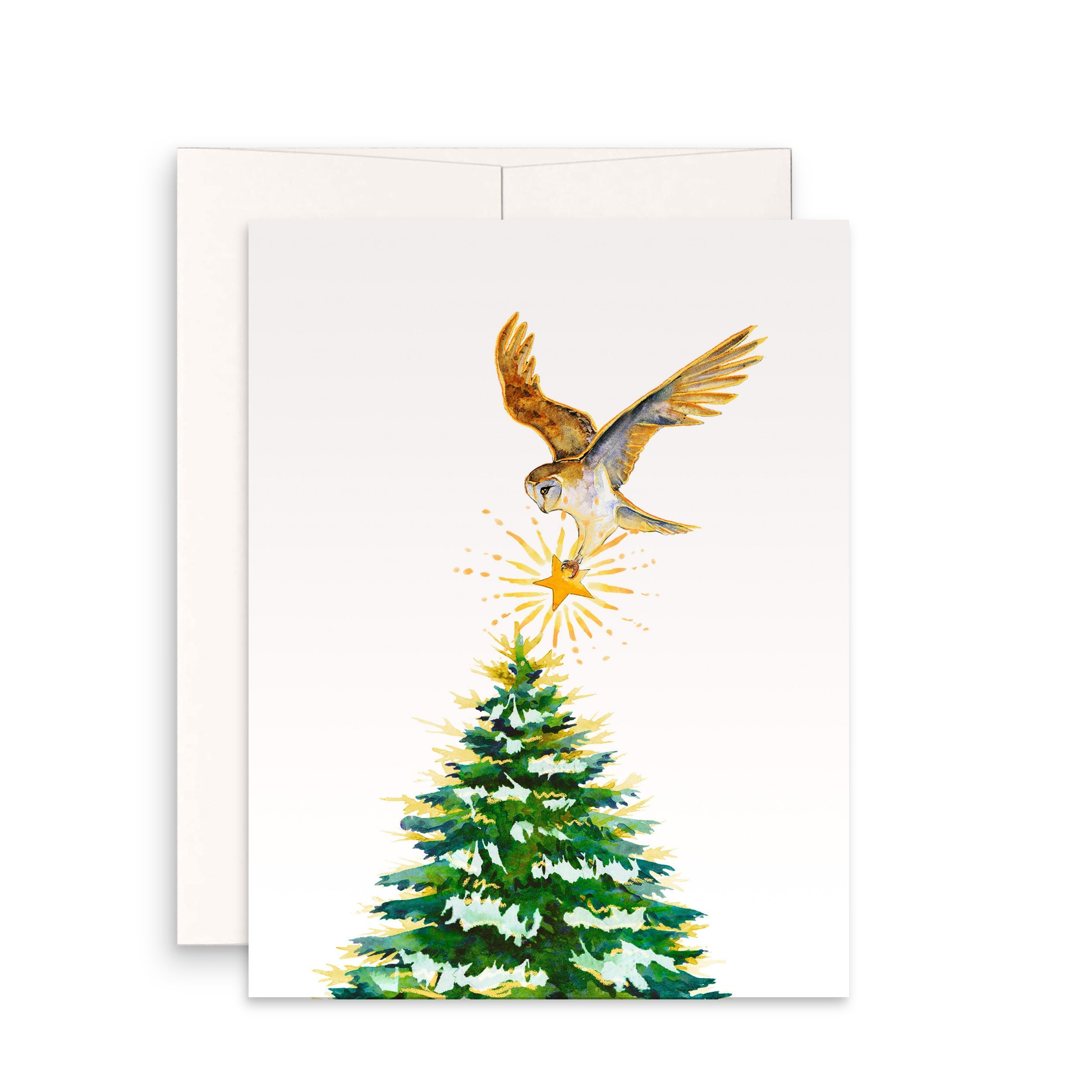 Barn Owl Winter Holiday Card Pack - Owl Christmas Cards - Farmhouse Christmas Cards Handmade For Fri