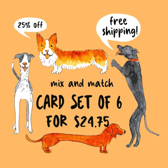 6 Greeting Cards Set - Mix and Match Bundle Pack - With Free Shipping - Liyana Studio Handmade Cards