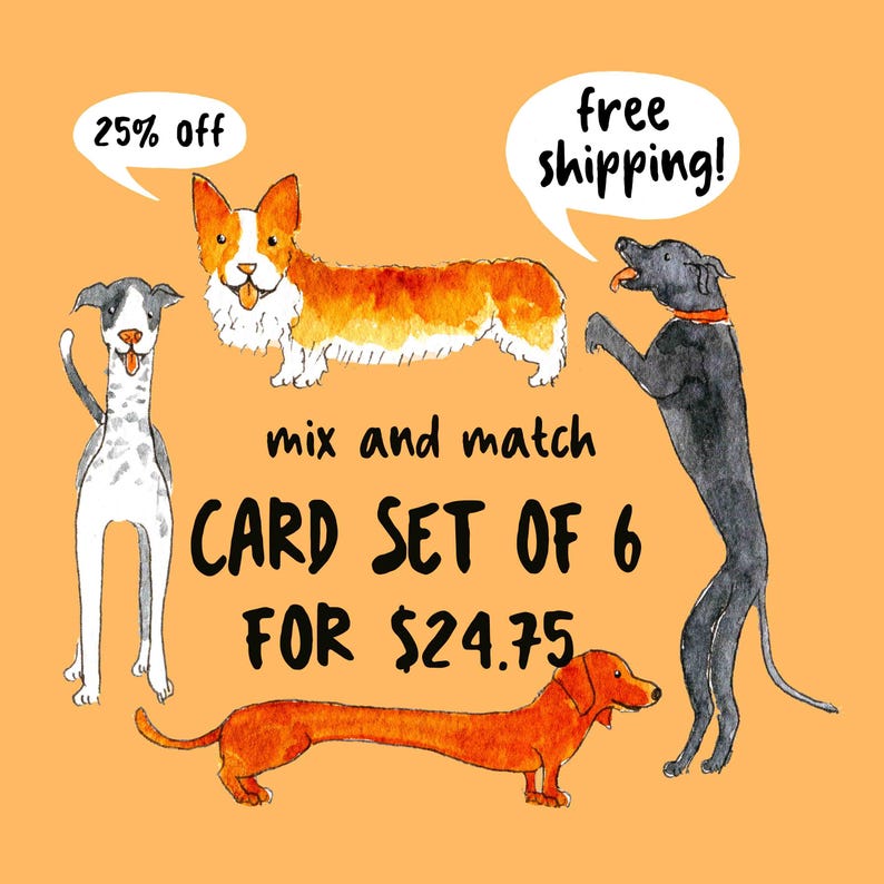 6 Greeting Cards Set - Mix and Match Bundle Pack - With Free Shipping - Liyana Studio Handmade Cards 6 Card Set -25% Off