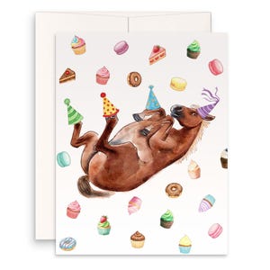 Cupcake Pferd Geburtstagskarte Lustig - Süße alles Gute zum Geburtstag Karte für Mann - Reiter Geschenk für Pferdemädchen - Liyana Studio Handmade Greeting