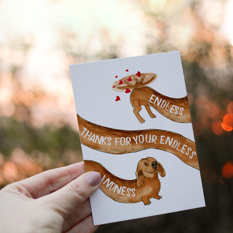 Wiener Dog Funny Thank You Cards Pack Endless Thanks For Kindness Gift image 3