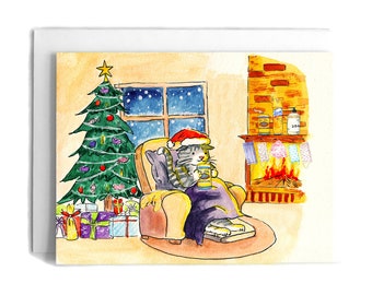 Quarantine Christmas Card Funny - Deck The Halls Cat Christmas Cards