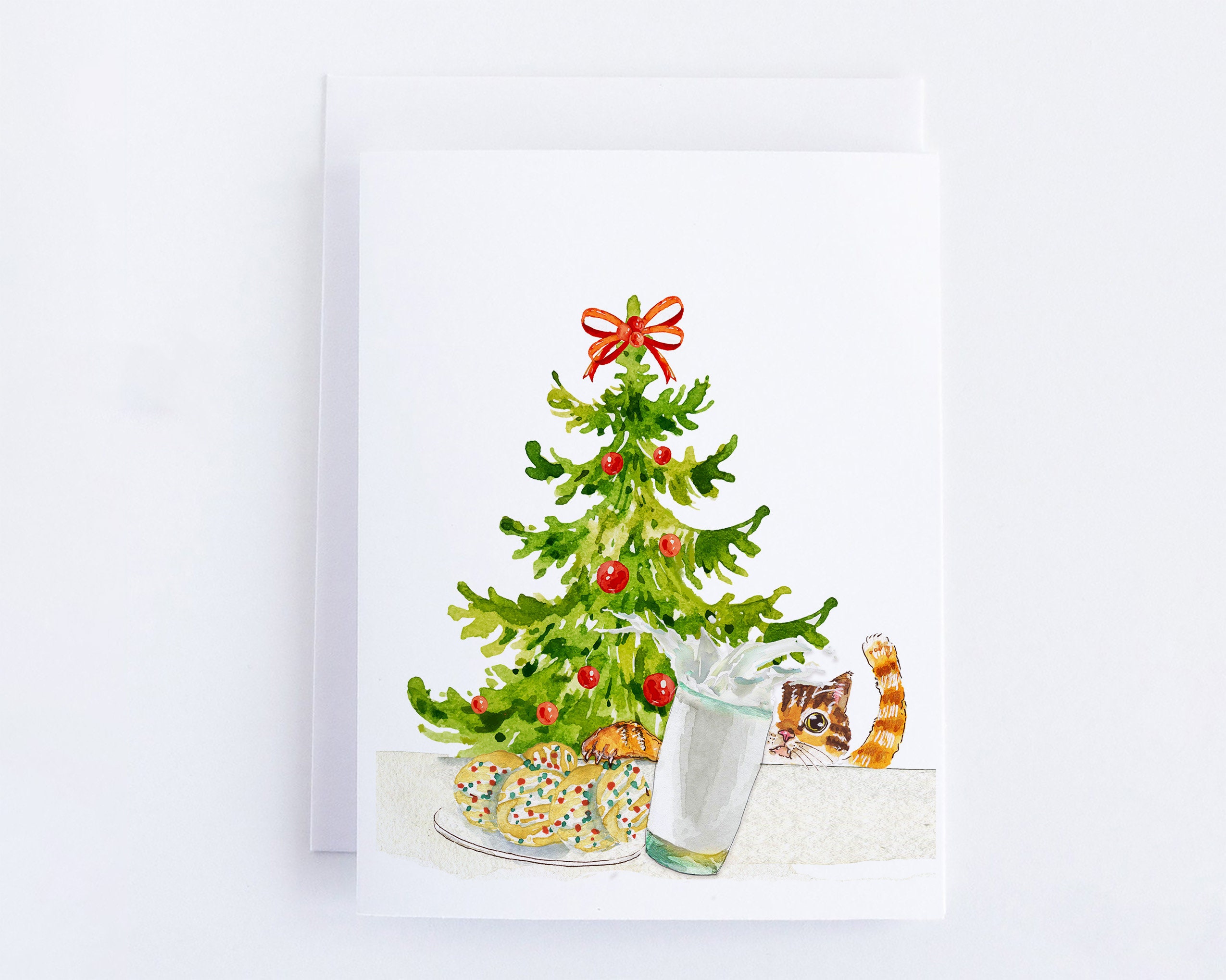 Funny Cats Christmas Card Set - Holiday Cards Pack of 4 - Black Cat ...