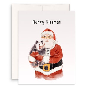 Opossum trifft Santa Lustige Weihnachtskarten Set - Lustige Weihnachtsgeschenke für Mann - Handgemachte Karte von Liyana Studio Greeting