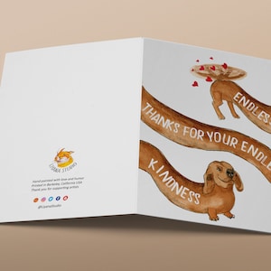 Wiener Dog Funny Thank You Cards Pack Endless Thanks For Kindness Gift image 7