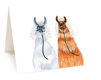 Gay Llamas Lesbian Wedding Card Funny