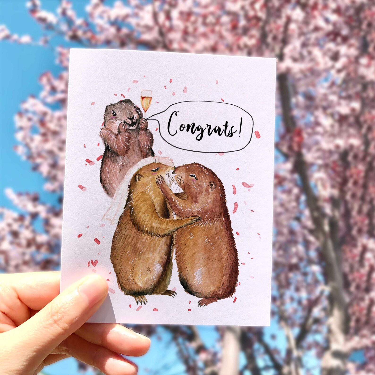Gopher Bride Groom Funny Wedding Card - Cute Wedding Card for Bridal ...